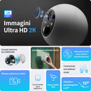 SwitchBot Telecamera di sicurezza wireless 2K, impermeabile per esterni con funzionamento a batteria da 10000 mAh, visione notturna a colori, rilevamento del movimento AI umano/animale, compatibile SwitchBot