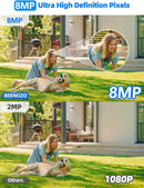 8MP - Telecamera di sorveglianza WiFi esterna/interna, monitoraggio automatico, 360° PTZ BEENOZO