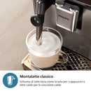 PHILIPS Serie 3300 Macchina da caffè automatica - 5 tipi di bevande, Touch screen a colori, Sistema LatteGo, SilentBrew, Macinacaffè in ceramica al 100%, Filtro AquaClean. Cromato Nero (EP3326/90)
