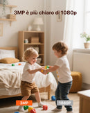 Tenda Telecamera Wi-Fi Interno 2K, WiFi 6 360° per Bambini/Animali, 3MP Visione Notturna, Rilevamento Umano AI, Audio Bidirezionale, No Abbonamento Obbligatorio, CP3 Tenda