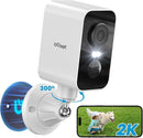 ieGeek 2K Telecamera Wifi Esterno Senza Fili, Base Magnetica, Pan 300° Telecamera Wi-fi Esterno/Interno con 5200mAh Batteria. Visione Notturna a Colori, Rilevamento del Movimento PIR, IP65, S2 ieGeek