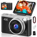 Macchina Fotografica Digitale 4K - Maxmango 64MP Fotocamera Macchine per Principianti - Flip 180° Videocamera con 16G Scheda - Schermo da 2,4" con Zoom 16X - Per Principianti, Adolescenti - Nero MaxMango