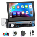 Autoradio 1 DIN con schermo con Carplay ＆ Android Auto, 7 Pollici Touchscreen Stereo Auto, Mirror Link, FM/AUX/EQ, Microfono, Telecamera di backup LSLYA
