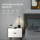 HYMZP Lampada da Tavolo Senza Fili，5000mAh Ricaricabile LED Eye-Protect Lampada da Tavolo,Dimmerabile, Lampada in metallo, per Sala da Pranzo,Camera da Letto,All'aperto(Nero) HYMZP