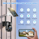 BEENOZO [ 8X Zoom ] 4K 5Dbi Telecamera Wi-Fi Esterno Batteria senza fili,360°PTZ Videocamera Sorveglianza con Pannello Solare,Visione Notturna a Colori,Rilevazione di Movimento PIR,Audio a 2 Vie,IP66 BEENOZO
