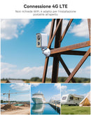 COCOCAM Portatile Magnetica 4G Telecamera con SIM Senza Fili Esterno/Interno 2K per RV/Campeggio/Viaggio, 300°Pan, 10000Ahm Batteria, PIR&AI Rilevamento Umano, Scheda SIM Integrata (NO WIFI) COCOCAM