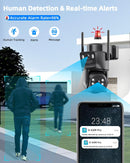 4K Telecamera Wi-Fi Esterno Senza Fili con Pannello Solare,Doppio Obiettivo Videocamera Sorveglianza WiFi Abiso