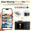 Macchina Fotografica Digitale 4K - Maxmango 64MP Fotocamera Macchine per Principianti - Flip 180° Videocamera con 16G Scheda - Schermo da 2,4" con Zoom 16X - Per Principianti, Adolescenti - Nero MaxMango