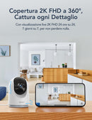 GNCC Telecamera WiFi Interno 2K(3MP)(2-Pack), Videocamera Sorveglianza Interno, Audio Bidirezionale, Visione Notturna, Notifica Immediata e Rilevamento del Movimento, 360°, Compatibile con Alexa(2,4G) GNCC