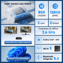 BMAX Mini PC B1 8 GB LPDDR4 128 GB eMMC W-11 Gemini Lake N4000 (fino a 2,6 GHz) Display a doppio schermo Supporta HDMI 4K, WiFi 5 2.4G/5G, Bluetooth 5.0 PC domestico computer da ufficio BMAX