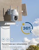 COCOCAM 2K Telecamera Wi-Fi Esterno Solare, PTZ Senza Fili con AI Rilevamento Umano, Visione Notturna a Colori, Audio Bidirezionale, Supporto Alexa, 2,4GHz, Cloud (Bianca) COCOCAM