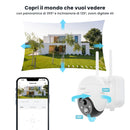 ieGeek 5MP Telecamera Wifi Esterno Senza Fili, 360° PTZ Telecamera Batteria Pannello Solare, Faretto e sirena, Rilevazione di Movimento PIR, Visione notturna a colori, Audio a 2 vie, IP65, Alexa ieGeek
