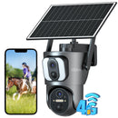 Xega 4G SIM Telecamera Esterno con Pannello Solare【Doppio Obiettivo】 14400mAh 2K HD PTZ Telecamere Senza Fili con Scheda SIM, Rilevamento Umano, Visione Notturna, Rotazione 355°/100°, TF/Cloud XG-08 Xega