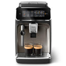PHILIPS Serie 3300 Macchina da caffè automatica - 5 tipi di bevande, Touch screen a colori, Sistema LatteGo, SilentBrew, Macinacaffè in ceramica al 100%, Filtro AquaClean. Cromato Nero (EP3326/90)