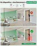 Telecamera Wi-Fi Interno 4MP, 2.5K Videocamera Sorveglianza con Doppia Lente, PTZ 360°, Visione Notturna, Tracciamento del Movimento e Audio Bi-direzionale, Funziona con Alexa, WiFi 2.4/5GHz YESYAMO