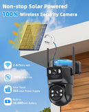 4K Telecamera Wi-Fi Esterno Senza Fili con Pannello Solare,Doppio Obiettivo Videocamera Sorveglianza WiFi Abiso