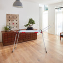 Vileda Stendibiancheria Infinity Flex Plus, stendino allungabile per lenzuola e tovaglie, griglia telescopica estensibile fino a 2 m, 30 m di stenditura, ali alte, ruote, acciaio e alluminio