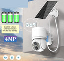 Videocamera Sorveglianza, 4MP Solar PTZ Camera Wireless Security Camera Outdoor Night Vision PIR Detection Solar Powered Battery Camera,per la sicurezza della casa JOJIDE