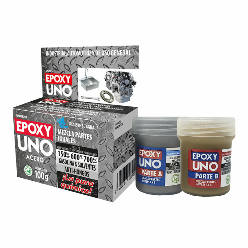 Adesivo epossidico bicomponente Fusion Epoxy Black Label Unoa98 Universale Grigio scuro 100 g-0