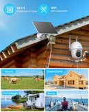 ieGeek 4G LTE Telecamera con SIM con Batteria, 2K 3MP Telecamera 4G con Pannello Solare, Telecamera Esterno Senza Fili, Rilevamento PIR ieGeek