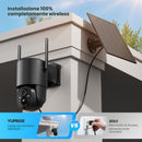 YUPBOE 2Pack Telecamera WiFi Esterno Senza Fili: 2K Telecamera Wi-Fi Esterno Batteria 360° PTZ Telecamera Esterna con Pannello Solare Fotocameras di Sorveglianza Solare PIR Visione Notturna a Colori