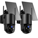 YUPBOE 2Pack Telecamera WiFi Esterno Senza Fili: 2K Telecamera Wi-Fi Esterno Batteria 360° PTZ Telecamera Esterna con Pannello Solare Fotocameras di Sorveglianza Solare PIR Visione Notturna a Colori YUPBOE