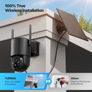 YUPBOE 2Pack Telecamera WiFi Esterno Senza Fili: 2K Telecamera Wi-Fi Esterno Batteria 360° PTZ Telecamera Esterna con Pannello Solare Fotocameras di Sorveglianza Solare PIR Visione Notturna a Colori YUPBOE
