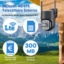 DIDseth 3G/4G LTE Telecamera con SIM 4G da Esterno, HD 2MP Telecamera Esterno con SIM, 355°&90° PTZ, Visione Notturna a Colori 30M,Rilevamento di Persone e Movimento,Localizzazione Automatica, IP66 DIDseth
