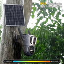 Telecamera Esterno con Pannello Solare 4G SIM 【Doppio Obiettivo】 14400mAh 2K HD PTZ Telecamere Senza Fili con Scheda SIM, Rilevamento Umano, Visione Notturna, Rotazione 355°/100°, TF/Cloud XG-08 Xega
