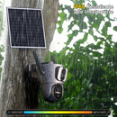 Xega 4G SIM Telecamera Esterno con Pannello Solare【Doppio Obiettivo】 14400mAh 2K HD PTZ Telecamere Senza Fili con Scheda SIM, Rilevamento Umano, Visione Notturna, Rotazione 355°/100°, TF/Cloud XG-08 Xega