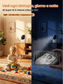 Tenda Telecamera Wi-Fi Interno 2K, WiFi 6 360° per Bambini/Animali, 3MP Visione Notturna, Rilevamento Umano AI, Audio Bidirezionale, No Abbonamento Obbligatorio, CP3 Tenda