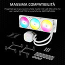 CORSAIR NAUTILUS 360 RS ARGB Raffreddatore CPU a Liquido – 360mm AIO – Connessione Diretta alla Scheda Madre – Intel LGA 1851/1700, AMD AM5/AM4 – 3x RS120 ARGB Ventilatori Inclusi – Bianco Corsair