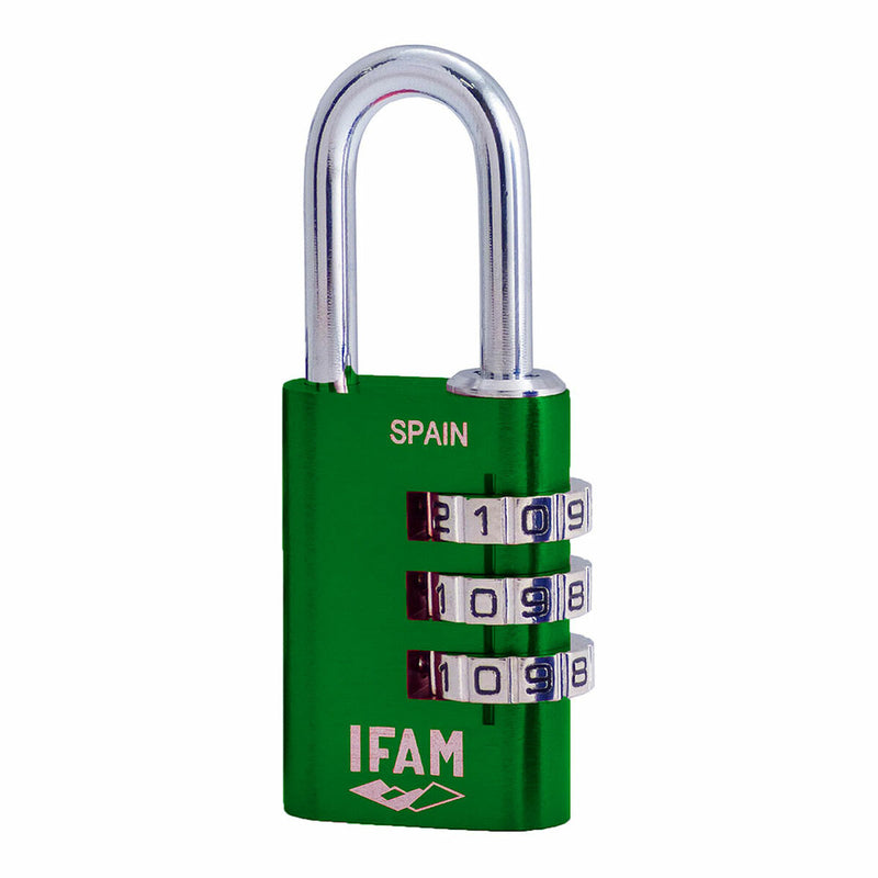 Lucchetto a combinazione IFAM Combi30 Verde Alluminio Acciaio cromato (3 cm)-0