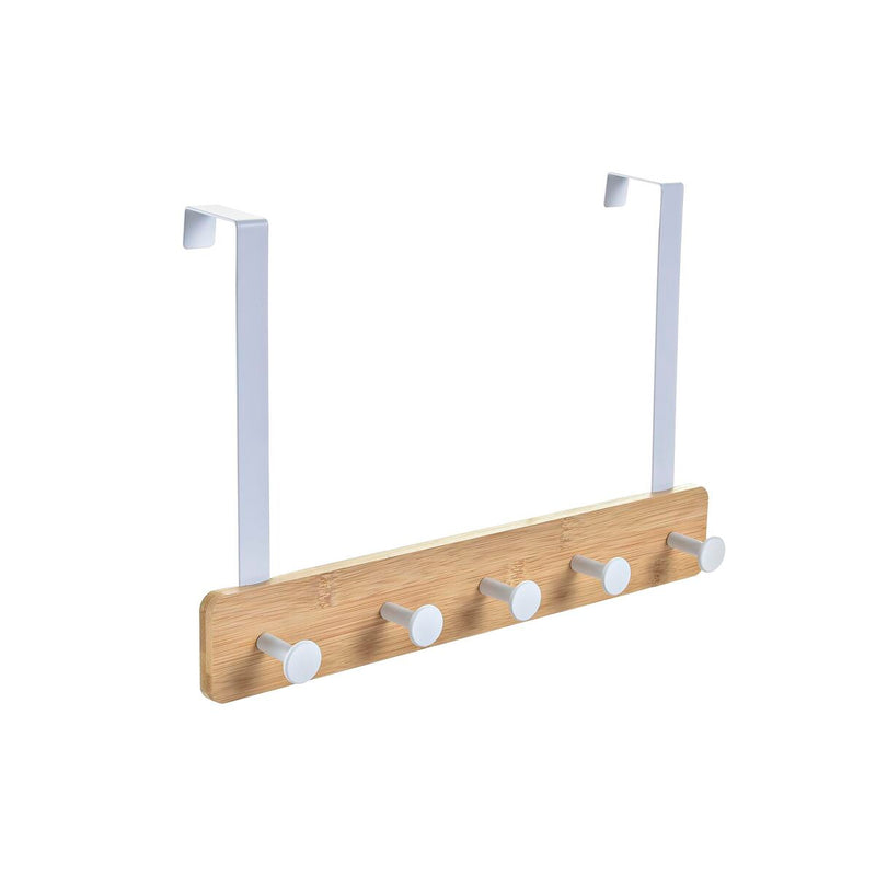 Appendiabiti per Porte Home ESPRIT Bianco Metallo Bambù 38,5 x 4,8 x 25,5 cm-0