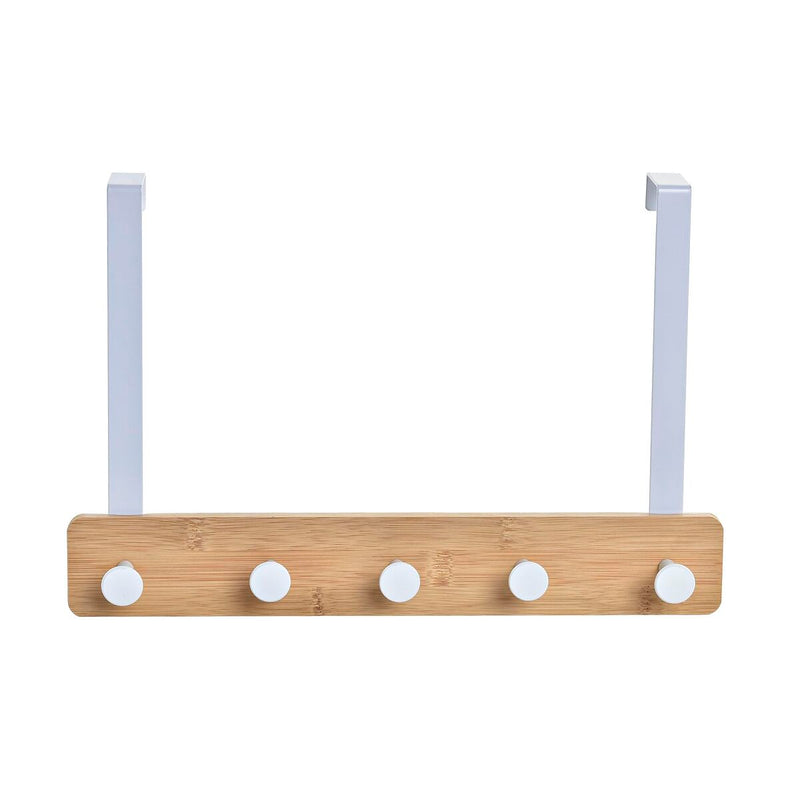 Appendiabiti per Porte Home ESPRIT Bianco Metallo Bambù 38,5 x 4,8 x 25,5 cm-1