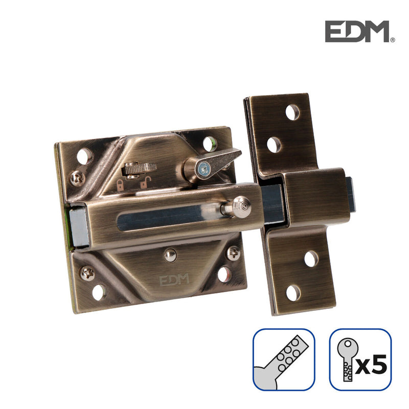 Chiavistello di sicurezza EDM 85187 Bronce Acciaio 73 x 136 mm-1