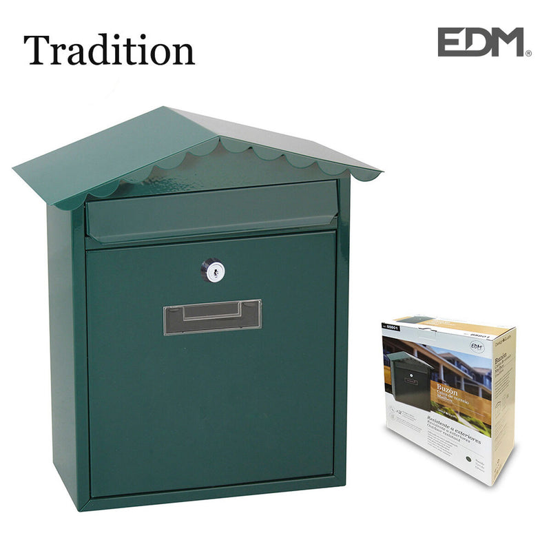 Cassetta della posta EDM Tradition Acciaio Verde (26 x 9 x 35,5 cm)-1