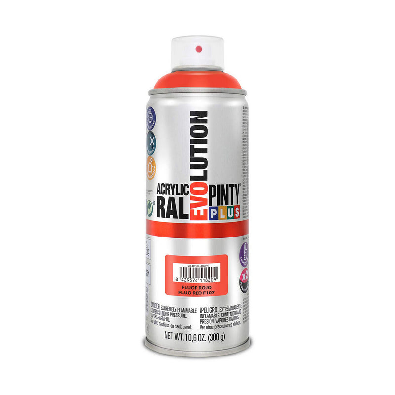 Vernice spray Pintyplus Evolution F107 400 ml Fluorescente Rosso-0