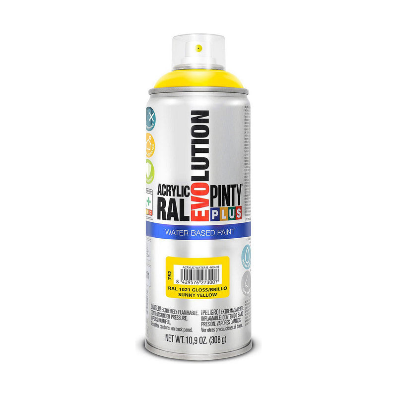 Vernice spray Pintyplus Evolution RAL 1021 Base d'acqua Sunny Yellow 400 ml-0