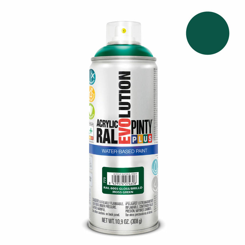 Vernice spray Pintyplus Evolution RAL 6005 Base d'acqua Moss Green 400 ml-1