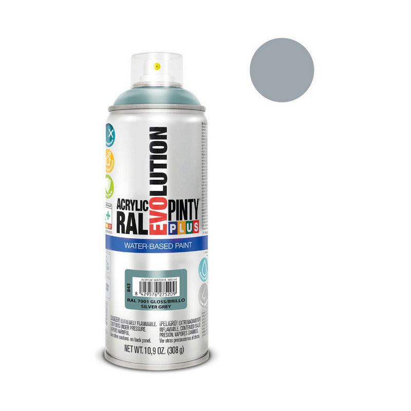 Vernice spray Pintyplus Evolution RAL 7001 400 ml Base d'acqua Silver Grey-1