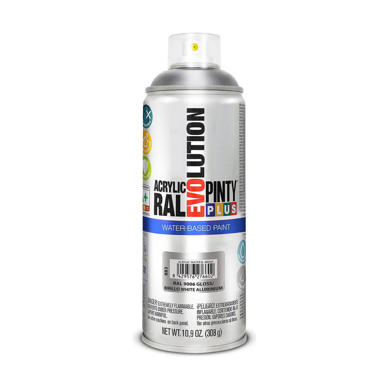 Vernice spray Pintyplus Evolution RAL 9006 Base d'acqua White Aluminium 400 ml-0