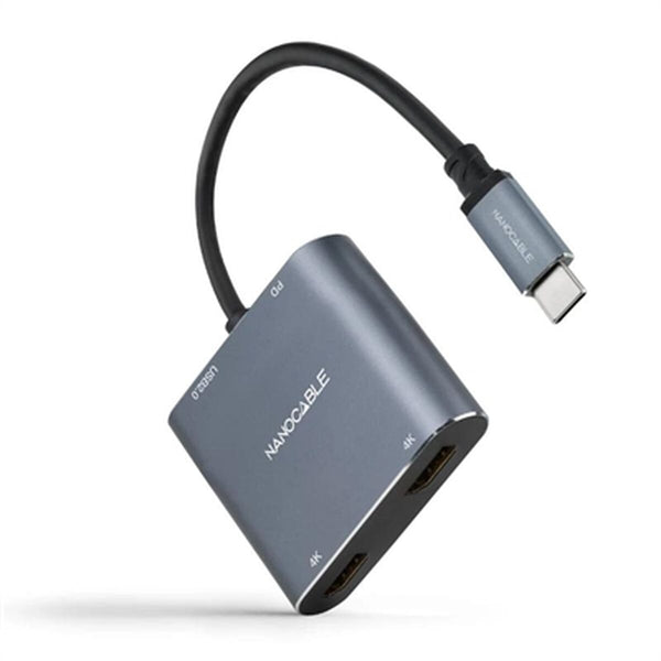 Adattatore USB C con HDMI NANOCABLE 10.16.4305 4K Ultra HD Grigio 15 cm-0