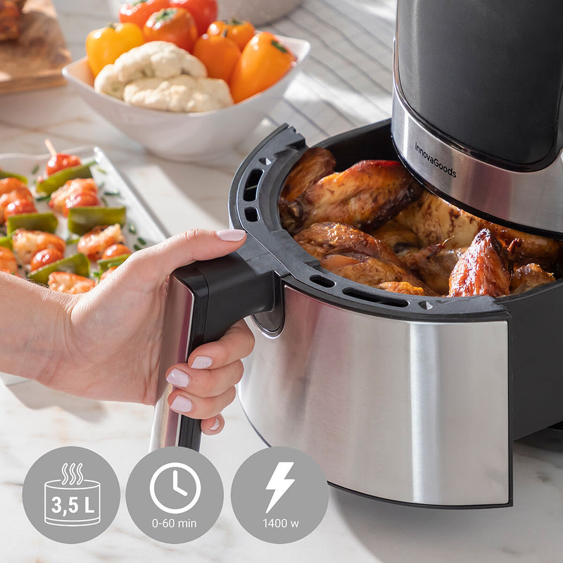 Friggitrice ad Aria InnovaGoods Fryinn 3500 Nero 1400 W 3,5 L Acciaio inossidabile-12