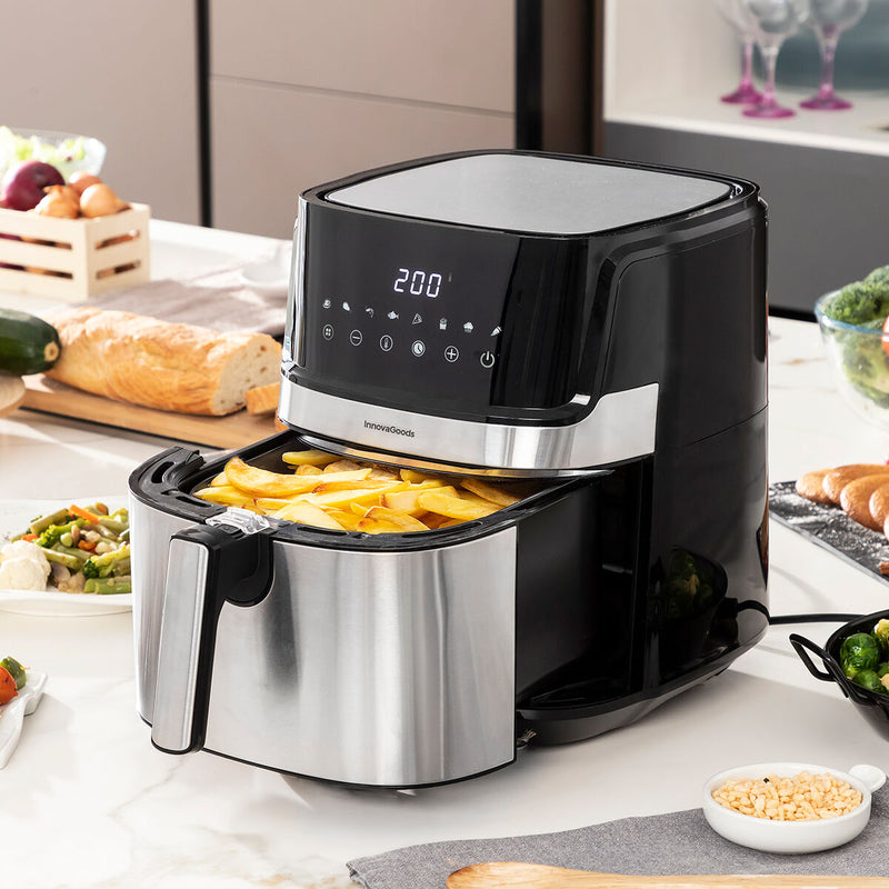 Friggitrice ad Aria InnovaGoods Fryinn Pro 5500 Nero 1700 W 5,5 L Acciaio inossidabile-0