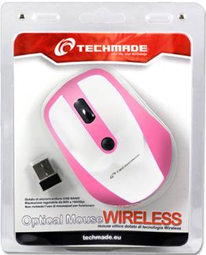 Techmade Mouse Ottico Wireless White/Pink-0