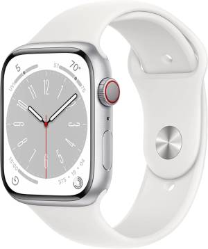 Apple Watch Serie8 Cell 45mm Silver Aluminium Case/White Sport Band MP4J3TY/A-0