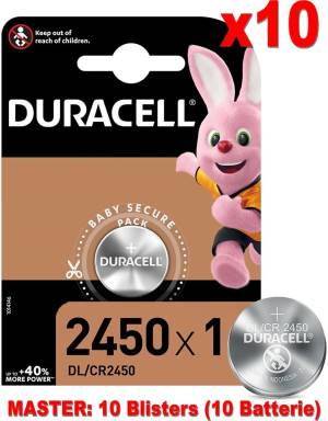 (10  Confezioni) Duracell Lithium Batterie 1pz Bottone DL/CR2450-0
