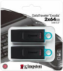 Kingston Pendrive USB-A 3.264GB DTX/64GB-2P Nero/Celeste 2 Pz-0