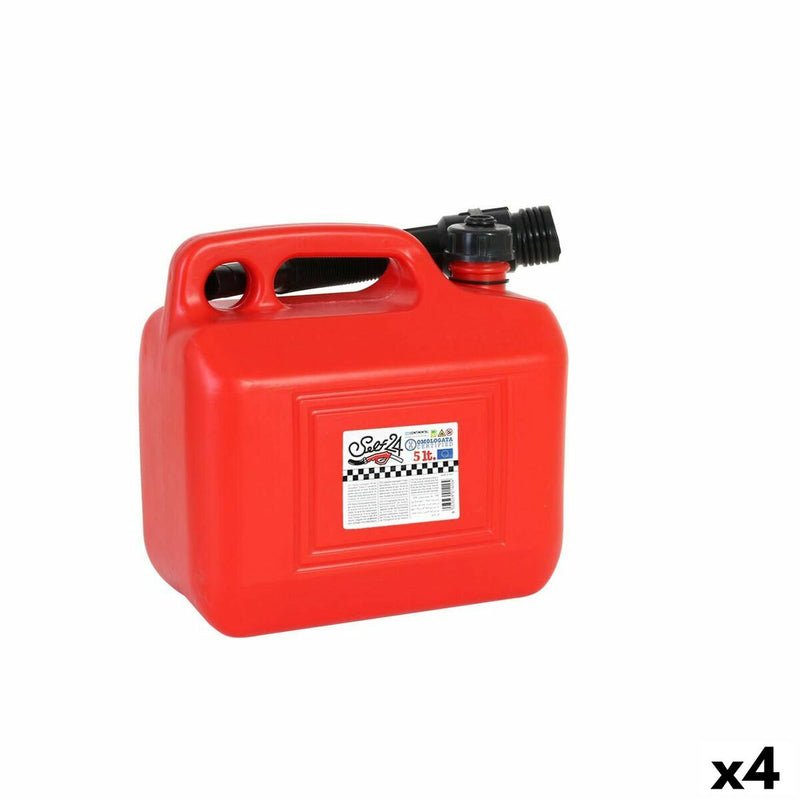 Serbatoio per Carburante con Imbuto Continental Self Rosso 5 L (4 Unità) 5 L-0